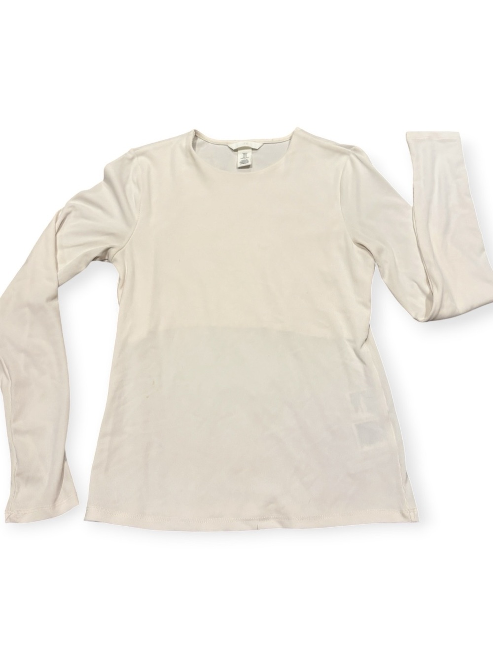 H&M Women's Ivory Long Sleeve Ribbed Top Size M